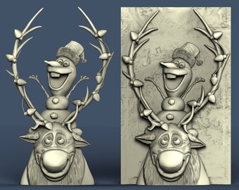 Sven and Olaf Cut3d cnc file Aspire 3D STL Model CNC Router Engraver American movie Artcam Shapeoko X Carving Machine Vcarve