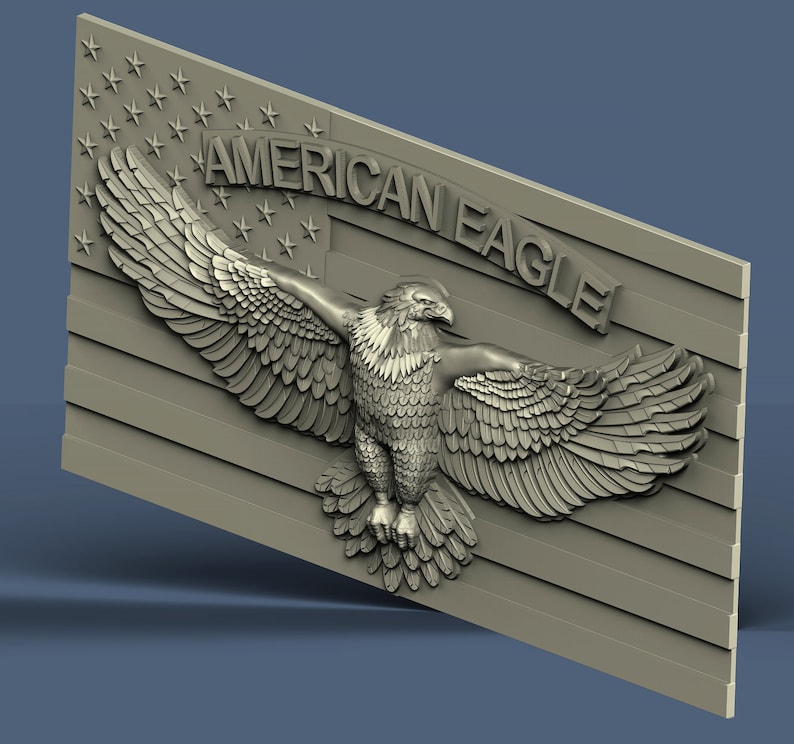 American Eagle and Flag American Army 3D STL Model Router Et