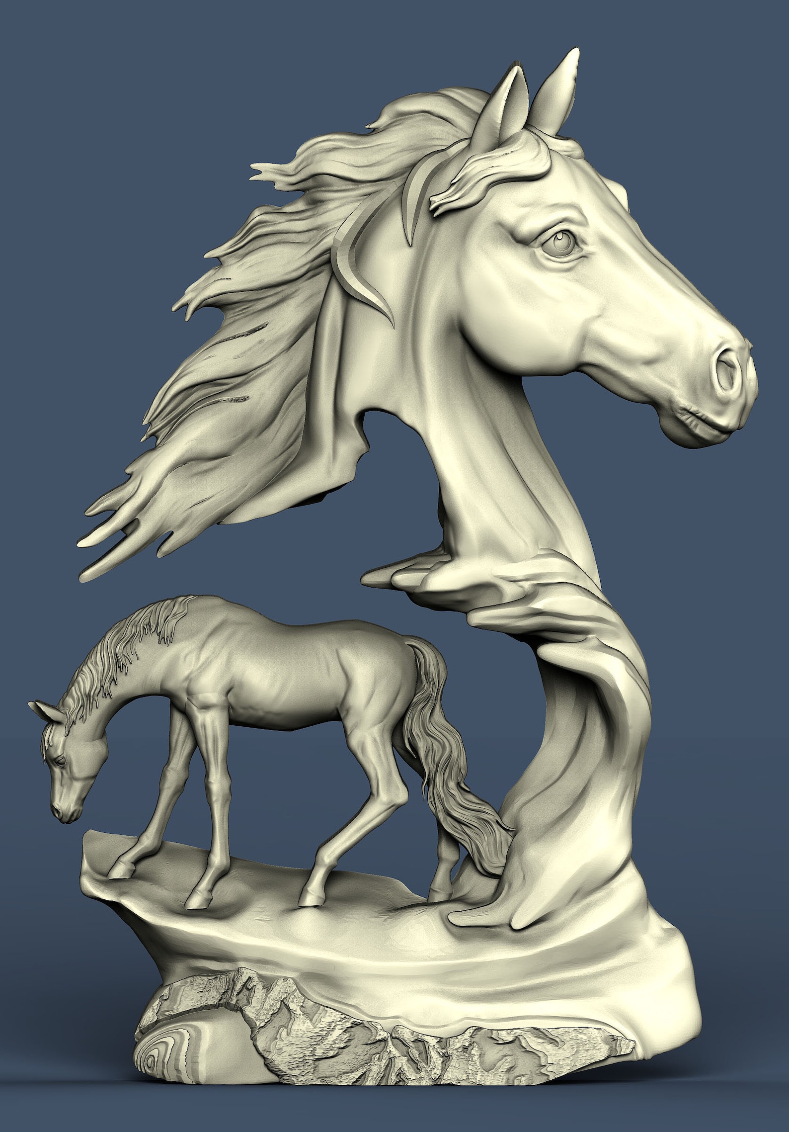 Two Horses Animal 3d Stl Model Cnc Router Engraver Carving Etsy