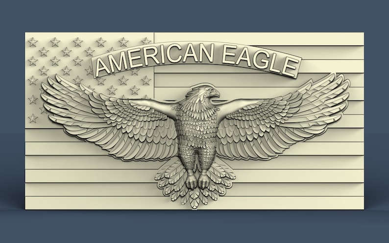 Router Engraver Artcam American Eagle and Flag Carving Machine 3D STL Model Shapeoko X Aspire cnc file Cut3d Vcarve American Army