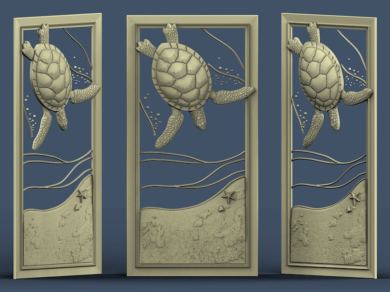 Underwater world Aspire Carving Machine Turtle Router Engraver Sea Animal cnc file Shapeoko X Cut3d Vcarve 3D STL Model Artcam