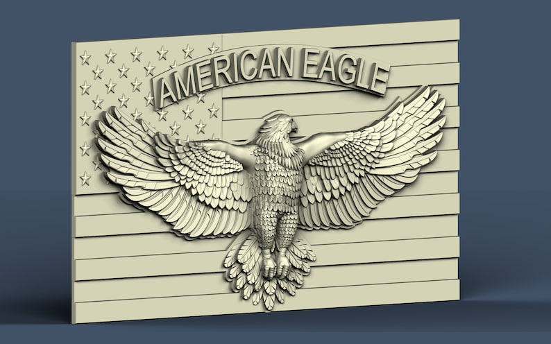 Router Engraver Artcam American Eagle and Flag Carving Machine 3D STL Model Shapeoko X Aspire cnc file Cut3d Vcarve American Army
