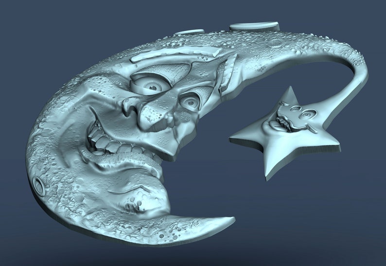 Crazy moon 3D STL Model CNC Router Engraver Carving Etsy