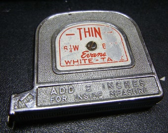 Vintage circa 1960/'s  Evans 10ft 10KW White Tape push pull style pocket tape measure