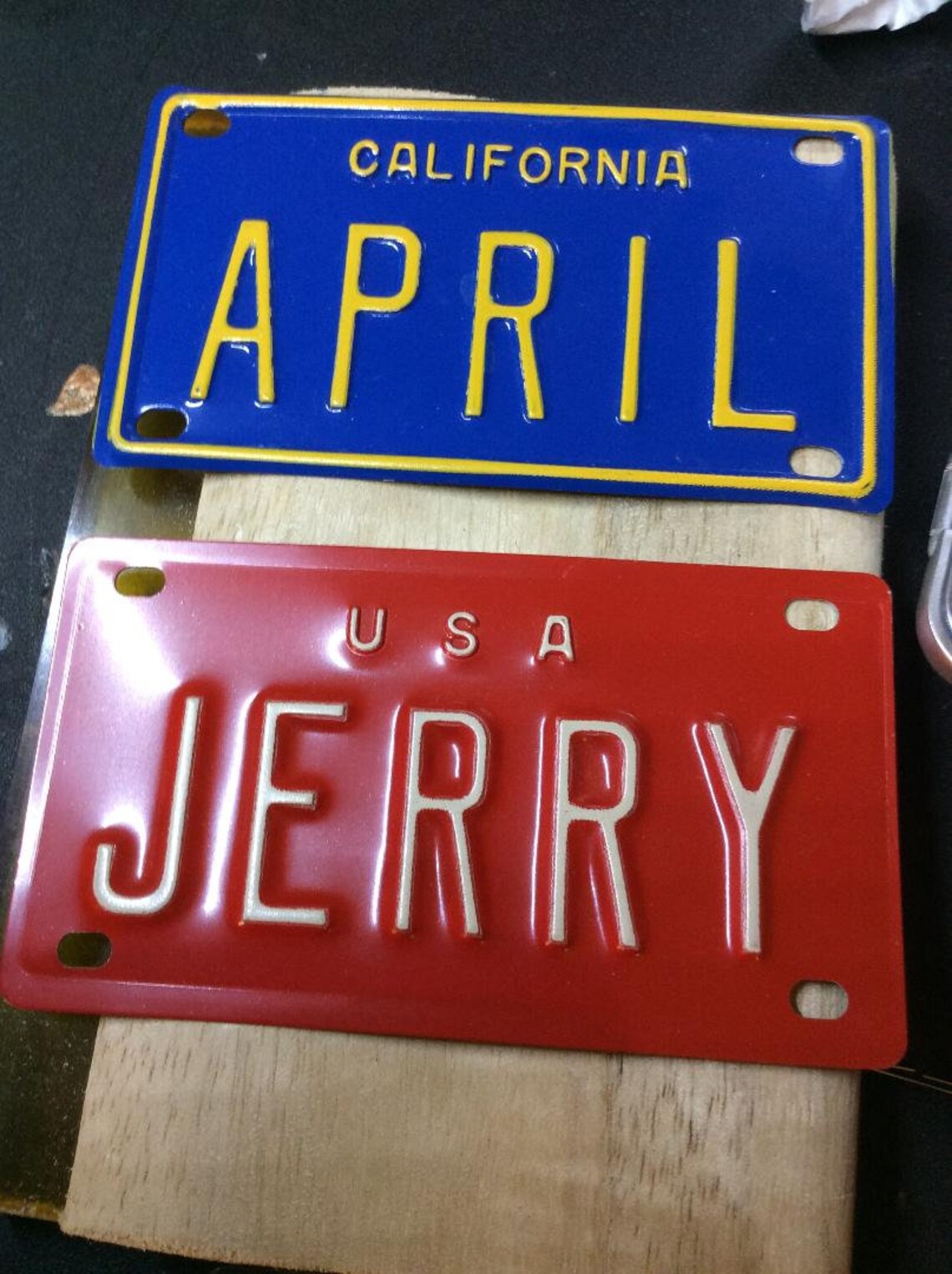 Vintage Bicycle license plates Jerry April name plates Etsy