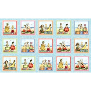 Frutta Ladies Tessuti Bagno signore 5 immagini blu cielo Donne festeggiare sulla spiaggia Loralie patchwork tessuto trapunta tessuto donna festa sabbia bikini