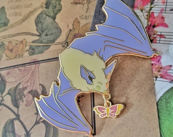 Bat and Moth Enamel Pin