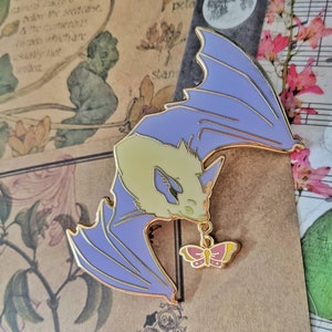 Bat and Moth Enamel Pin