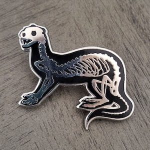 Skeleton Ferret Hard Enamel Pin