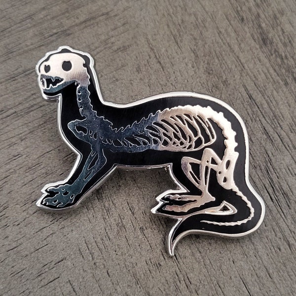 Skeleton Ferret Hard Enamel Pin