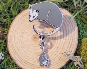 Mother and Baby Opossum enamel pin