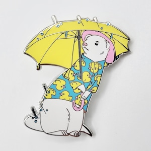 Rainy Day Ferret Hard Enamel Pin