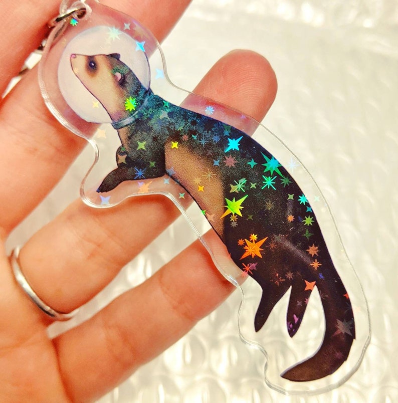Space Ferret Keychain Etsy