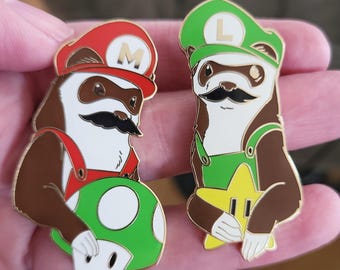 Super Ferret Bros Enamel Pins