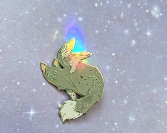 Winged Cat Enamel Pin