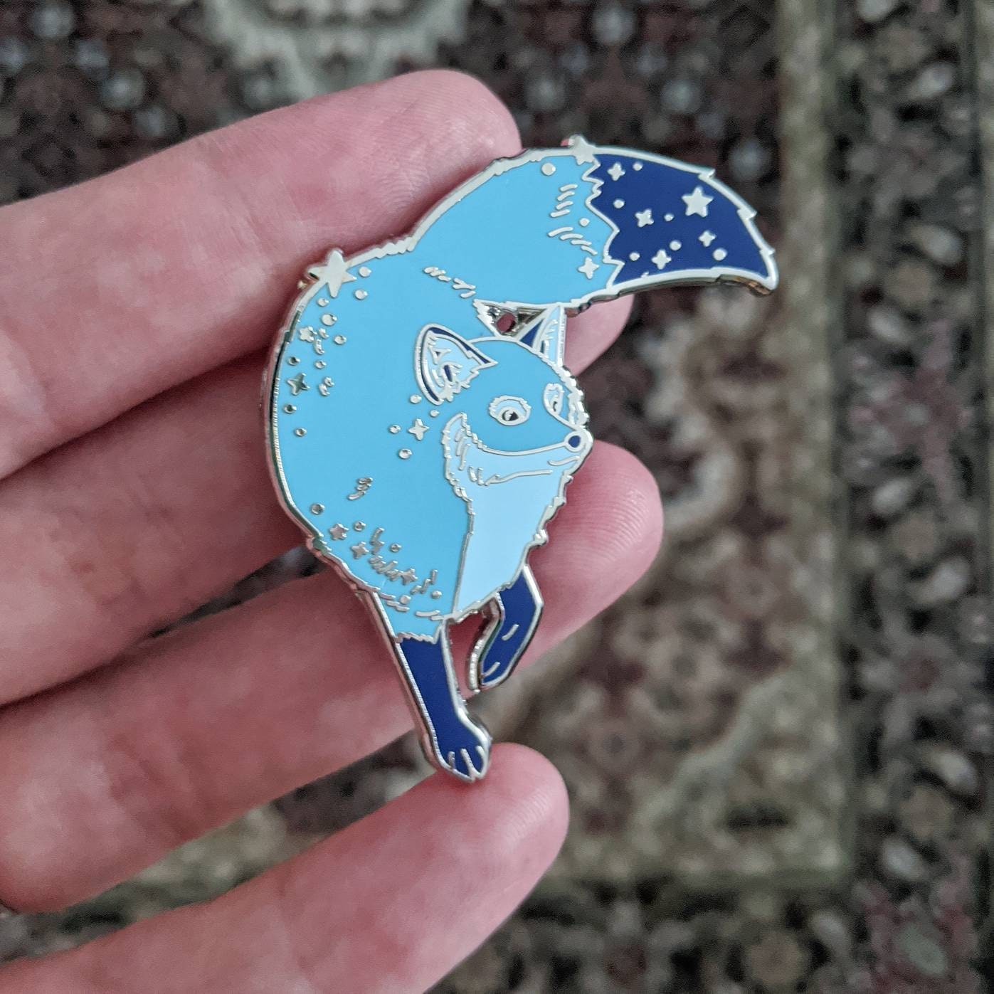 Starry Arctic Fox Enamel Pin
