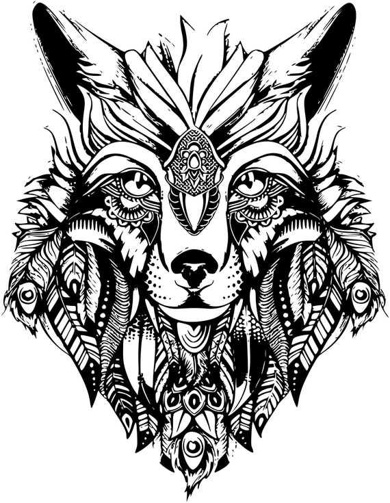 Download instant download Zentangle Wolf SVG commercial use Wolf SVG Zentangle Animals svg Mandala SVG ...