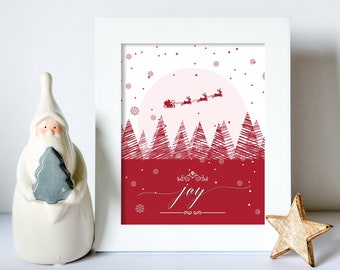 Christmas Printable Decoration Gift Holiday Wall Art Room Decor Christmas Poster Christmas Snowflake Oh Holy Night Santa Claus Digital Paint