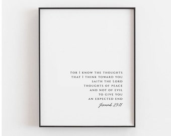 Jérémie 29 11 Bible Verse Wall Art Scripture Wall Art Baptême Cadeau Pépinière Écriture Affiche Moderne Art mural pour Christian King James KJV