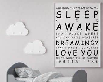 Peter Pan Quote Wall Art Peter Pan Wall Art Peter Pan Wall Decal Peter Pan Printable Boys Room Decor Nursery Wall Art Nursery Room Decor