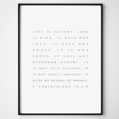 Love is Patient Love is Kind Bible Verse Wall Art Love Never Etsy