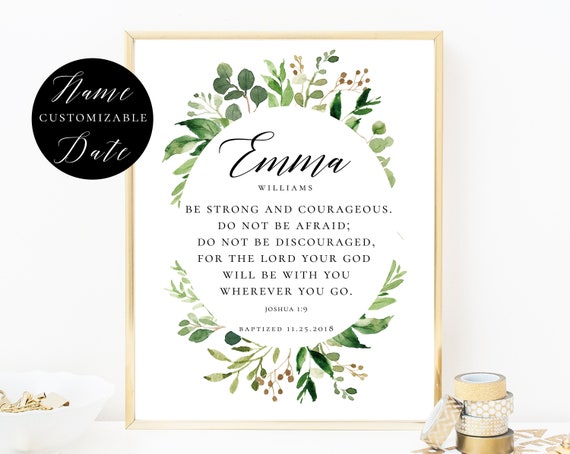 Custom Joshua 1 9 Bapteme Printable Gift Digital Name Print Etsy Canada