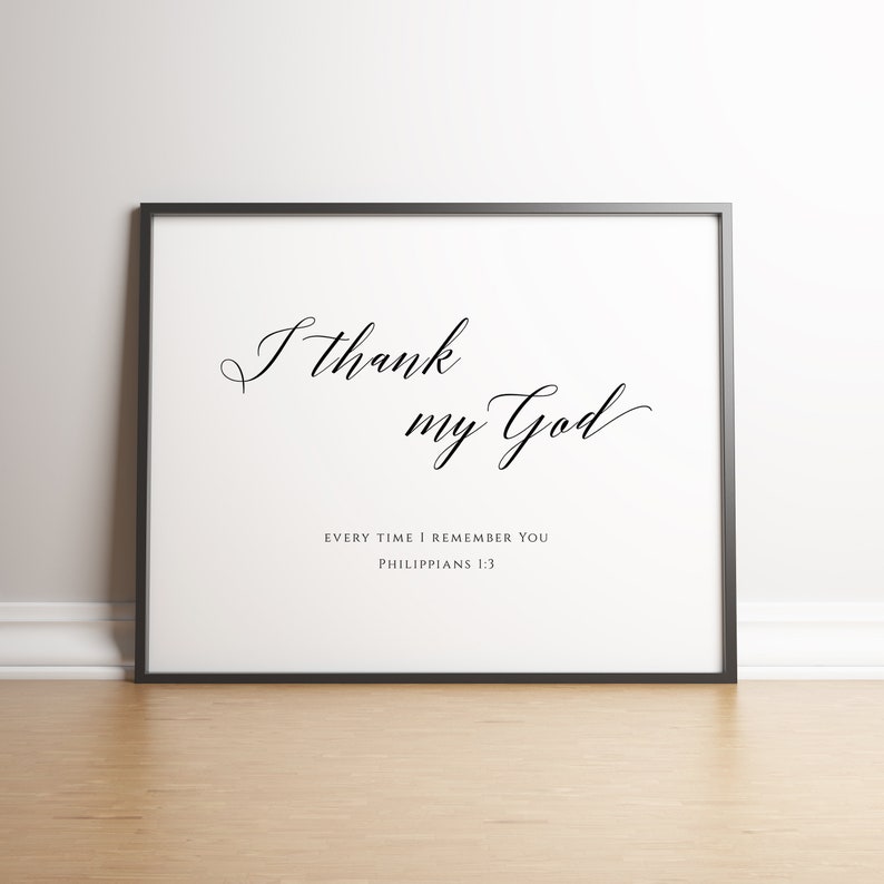 Philippians 1 Scripture Wall Art Bible Verse Wall Art I Thank Etsy
