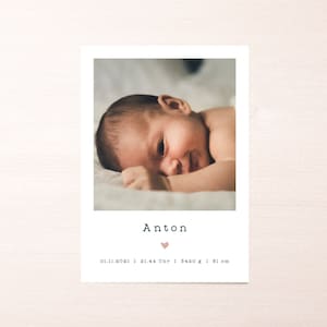 Dankeskarte Danksagung Geburt  I Babykarte Anton I Ab 1,50 Euro I individualisierbare Karte DinA6 Babykarte