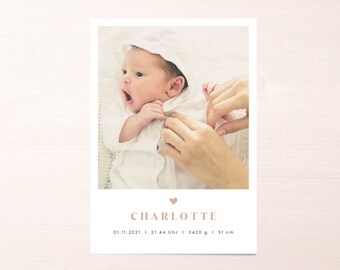 Baby card Charlotte I From 1,50 Euro in set I customizable Thank you card Acknowledgement Birth card DinA6