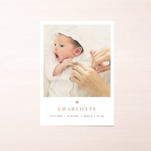 Babykarte Charlotte I Ab 1,50 Euro im Set I individualisierbar Dankeskarte Danksagung Geburt Karte DinA6