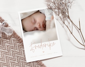 Dankeskarte Geburt Danksagung I Babykarte Frederike I Ab 1,50 Euro I individualisierbare Karte DinA6 Babykarte