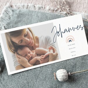 Dankeskarte Danksagung Geburt I Regenbogen I Babykarte Johannes I Ab 1,50 Euro I individualisierbar  Karte Din lang
