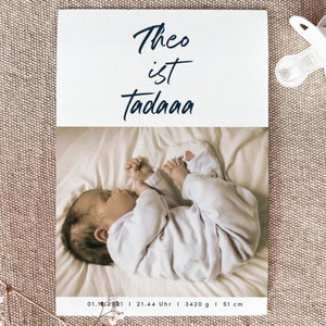 Babykarte Theo I Ab 1,50 Euro I individualisierbare Dankeskarte Danksagung Geburt Karte Mädchen Junge DinA6