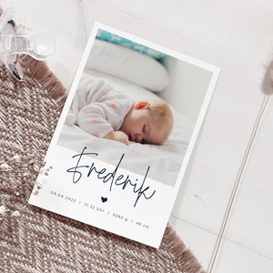 Acknowledgements for the birth Thank you card I Baby card Frederik I From 1,50 Euro I customizable card DinA6 Baby card