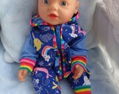 Romper player jumpsuit pants with hood quot Happy Whales quot doll clothes 32 cm