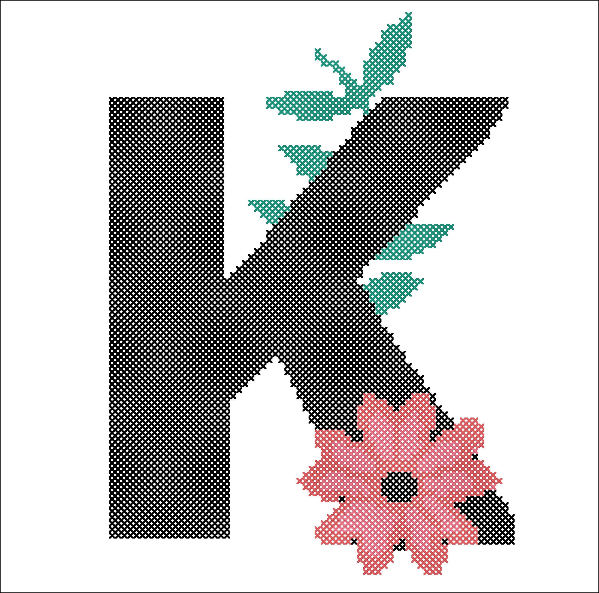 Letter K Cross Stitch Pattern monogram cross stitch pattern Etsy