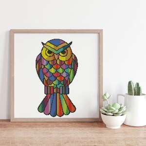 Owl geometric cross stitch pattern Instant digital download #92