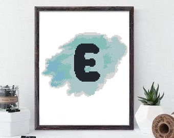 Letter E Cross Stitch Pattern, cross stitch pattern, cross stitch instant download PDF #420