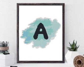 Letter A Cross Stitch Pattern, cross stitch pattern, cross stitch instant download PDF #416