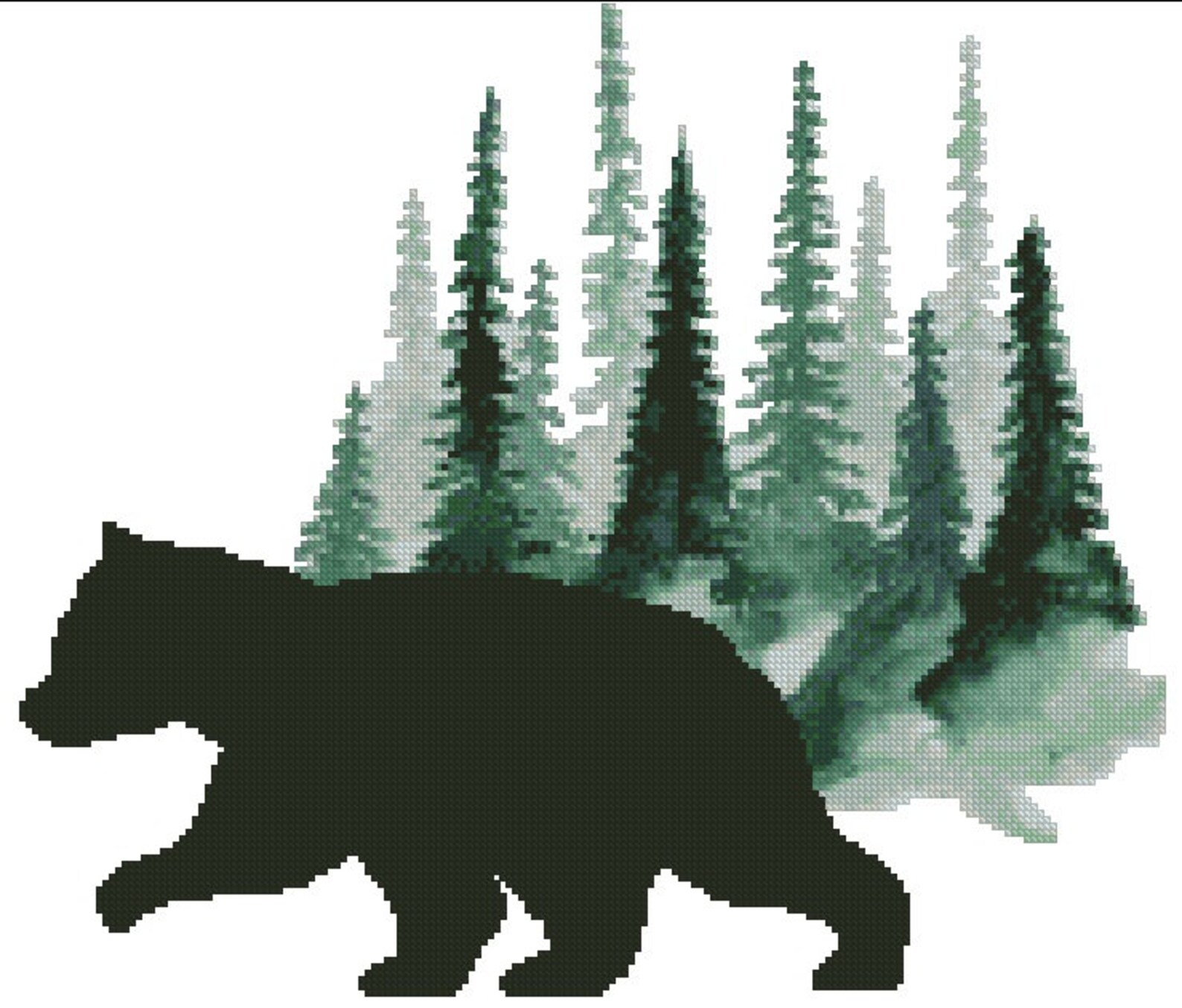 Silhouette Cross Stitch Pattern Cross Stitch Bear Cross | Etsy