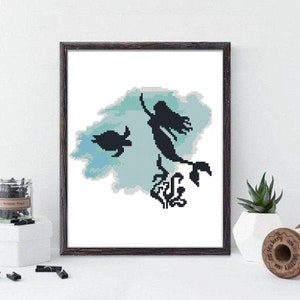 Modèle de point de croix Silhouette de sirène : tortue de mer (téléchargement PDF) n°457
