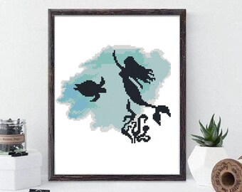 Mermaid Silhouette Cross Stitch Pattern PDF - Instant Download - Etsy