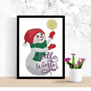 Snowman cross stitch pattern Modern cross stitch pattern Instant digital download #563