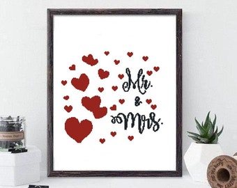 Wedding Cross Stitch pattern, modern wedding Cross Stitch Pattern, wedding Cross Stitch Counted Download PDF #271