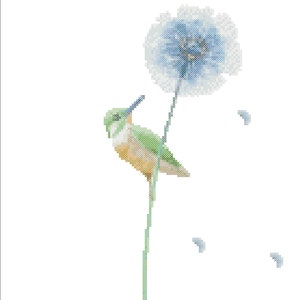 Bird Cross stitch pattern , watercolor bird, cross stitch pattern blowball, modern cross stitch pattern flowers 208 image 5