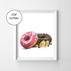 Doughnut Cross Stitch, modern Cross Stitch Pattern doughnut ,Cross Stitch Counted Download PDF #49