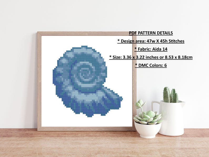 Nautilus Shell Cross Stitch Pattern: Mini Design (digital Download #44 ...