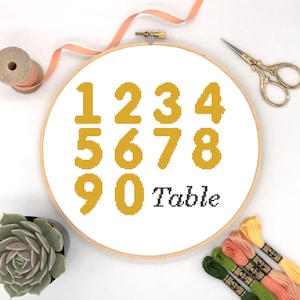 Wedding table numbers cross stitch pattern Counted cross stitch Instant digital download #223