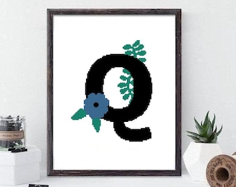 Letter Q Cross Stitch Pattern, cross stitch pattern, cross stitch instant download PDF #262