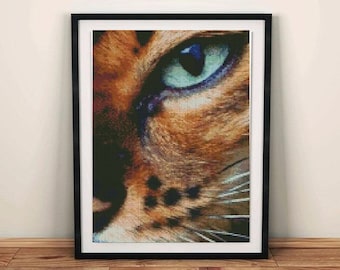 Cat Pattern, Modern Cross Stitch, Design Pattern Cat, Cross Stitch  Instant Download #407